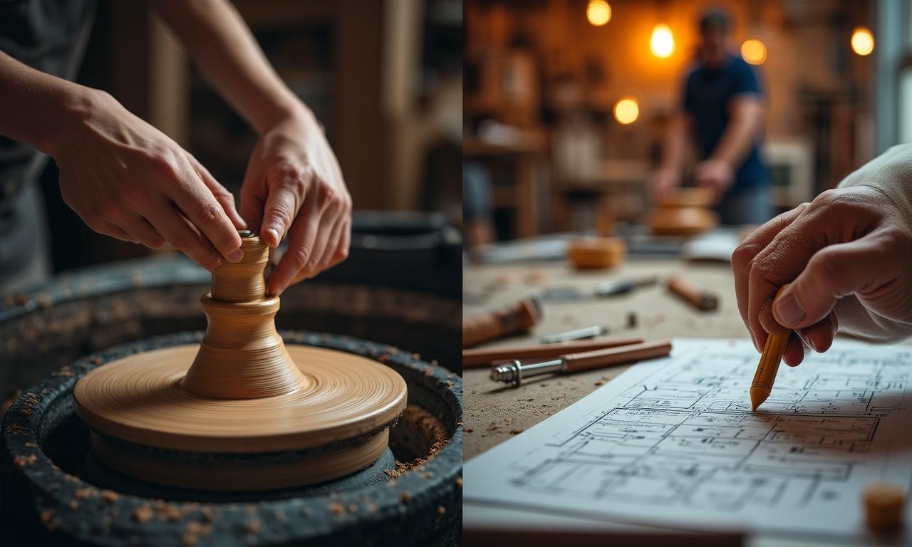 Handwerker und Kreative bei der Arbeit